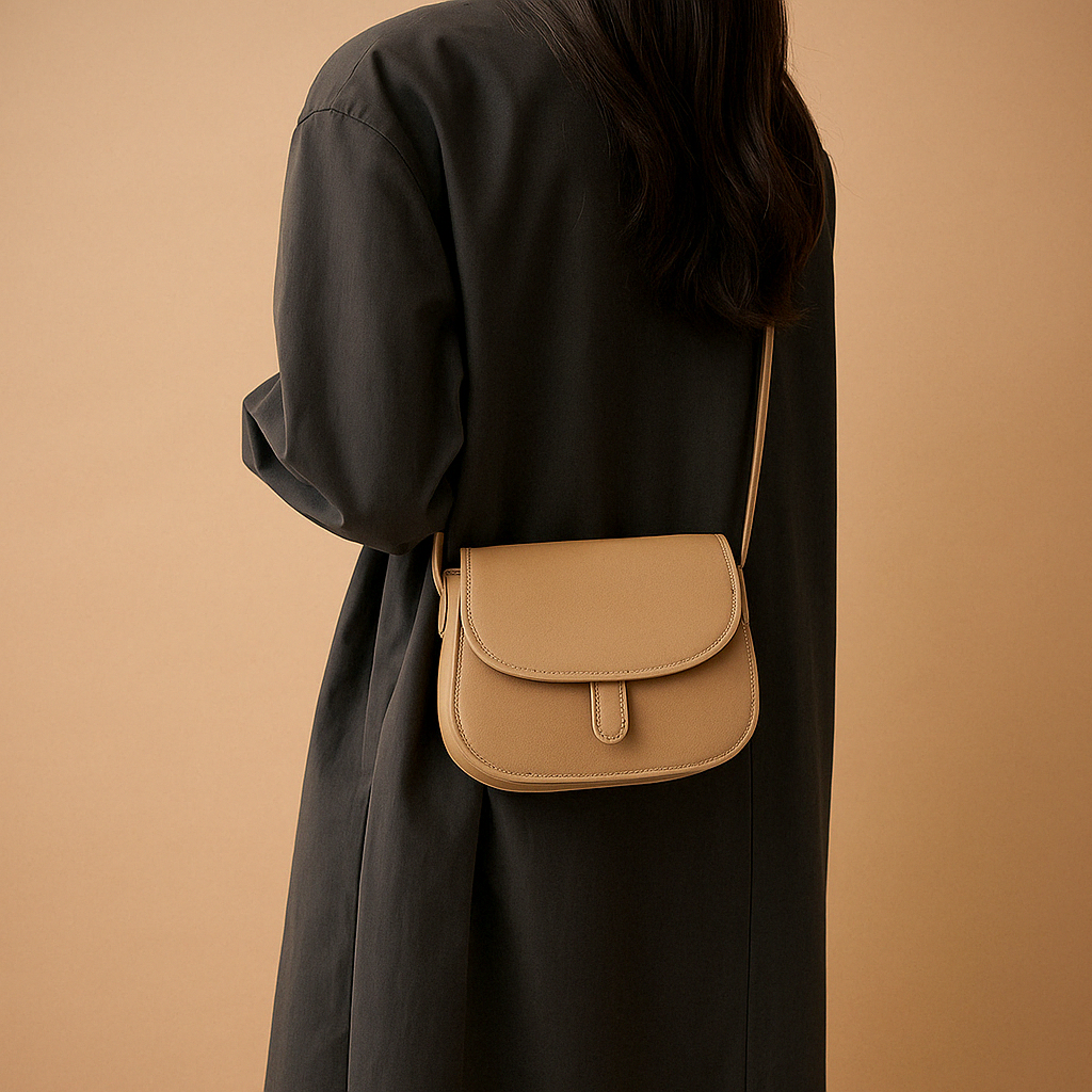 Compact crossbody bag with timeless design for women.