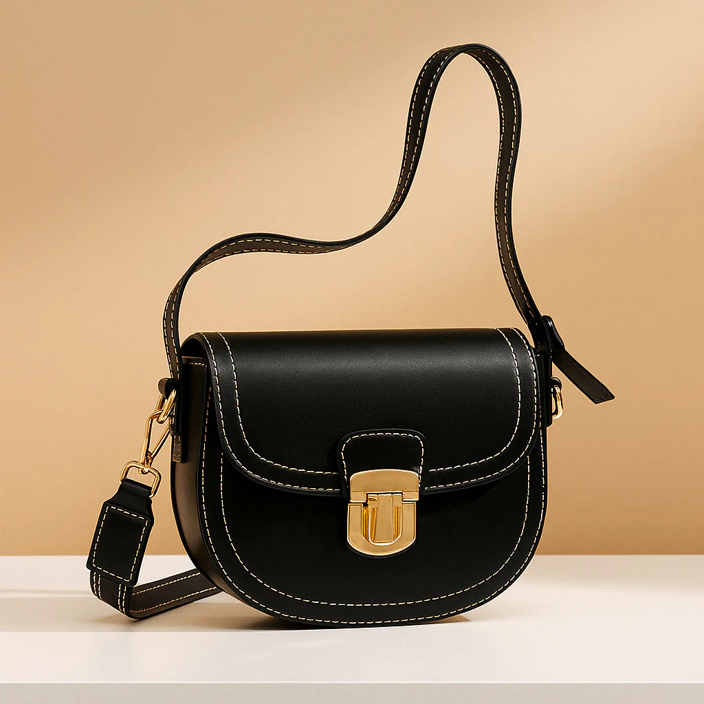 Crossbody bag with flap closure and timeless design for women.