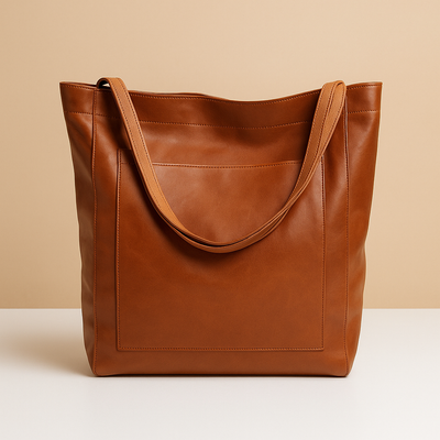 Elegant handmade faux leather shoulder bag for women.